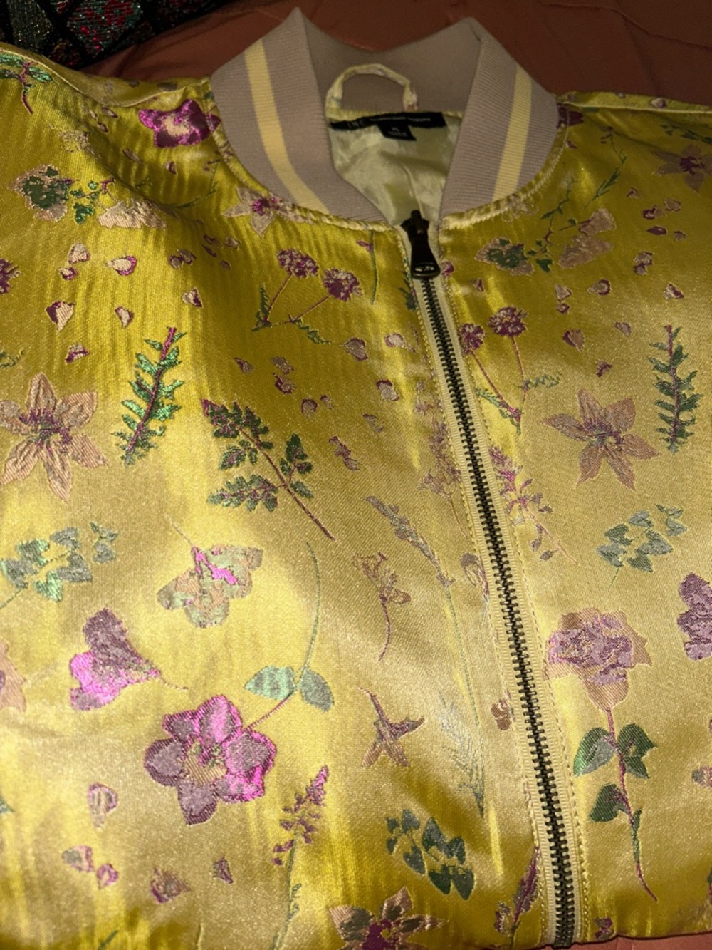 Yellow Floral Bomber Jacket
